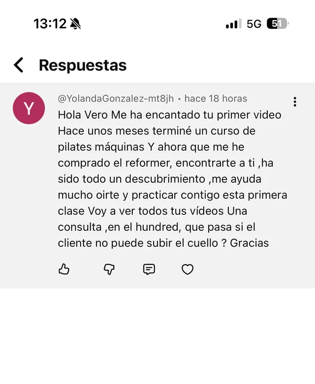 Comentario real de un seguidor en redes