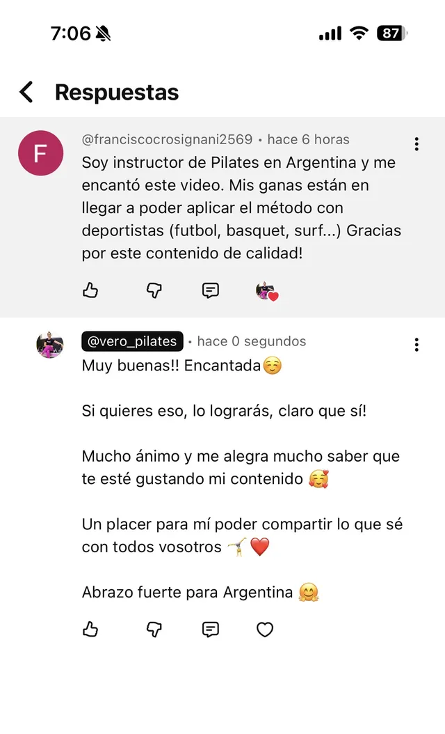 Comentario real de un seguidor en redes