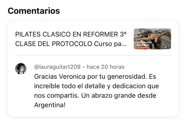 Comentario real de un seguidor en redes