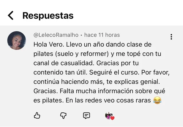 Comentario real de un seguidor en redes